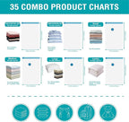Cozy Essential Vacuum Storage Bags, Compression Space Saver Bags for Clothes, Comforters, Blankets, Pillow, Bedding, Sealer Clothing Storage,35 Combo