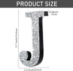 Qunclay 5.7" Silver Crystal Diamond Bling Letters Crushed Diamond Decoration Wooden Glitter Letter with Screw and Hooks Rhinestone Gift for Wedding Y2k Mcbling Bedroom Wall Decor (Letter J)