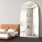 Arched Full Length Mirror Standing Mirror with Stand 78” x 38“ Large Wall Mirrors Gold Hanging Standing or Leaning Against the Wall for Bedroom Entryway