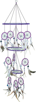 Purple Dream Catcher Boho Traditional Large Hanging Dream Catcher with Mosaic Glass for Bedroom, Living Room and Dorms,Home Decor XL Size 30" Long x 10" Diameter