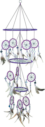 Purple Dream Catcher Boho Traditional Large Hanging Dream Catcher with Mosaic Glass for Bedroom, Living Room and Dorms,Home Decor XL Size 30" Long x 10" Diameter