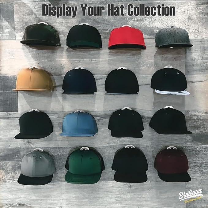 Hat Hangers for Wall, Stronge Adhesive Hat Holders Display, No Driling Caps Holder Organizer, 10 Pack Hat Hook for Baseball Caps, Wall Mounted Cap Rack, Clear