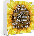 Sunflower Decorations Sunflower Desk Accessories Inspirational Desk Decor Summer Decorations Wooden Box Sign for Home Office Farmhouse Table Shelf