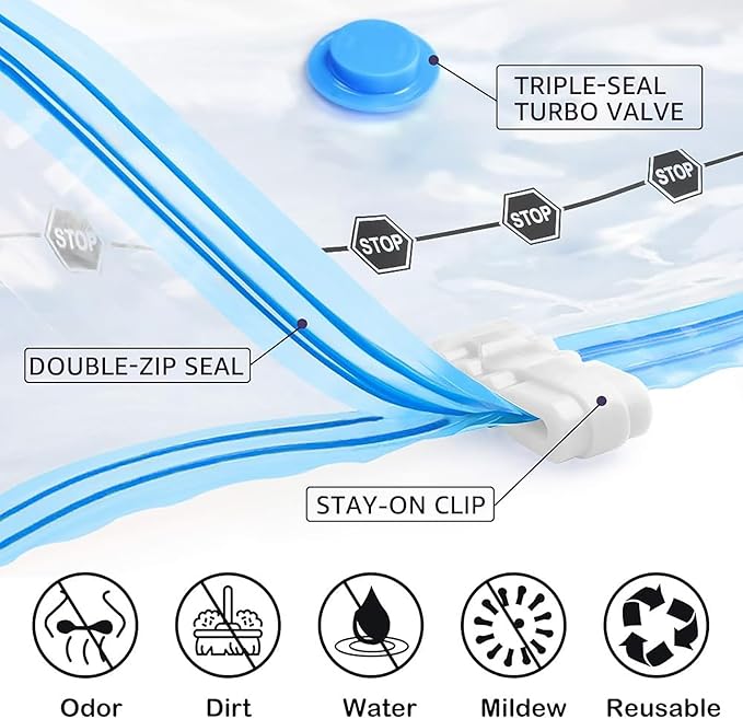 BoxLegend Vacuum Storage Bags with Large Size Hand Pump 8 Jumbo 31.5’’x39.37’' Thickened Vacuum Seal Bags for Clothing Space Saving Vacuum Pack Storage Bags for Pillow Comforters Bedding