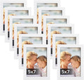 Lyeasw 5x7 Picture Frames White 12 Pack, Multi 5 by 7 Photo Frame with HD Glass for Wall Mount or Tabletop Display