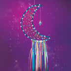 Make It Real: Lunar Dream Catcher with Lights - 131pc DIY Décor Craft Kit, Blue-Gold-Pink, Moon-Shaped, Fairy Lights-Yarn-Ribbon, Tweens-Girls-Kids 8+