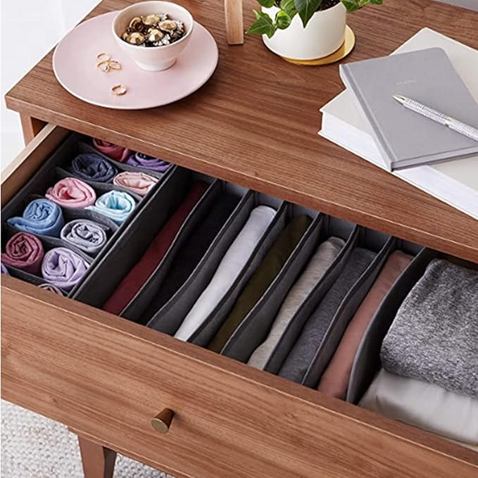 Dresser Drawer Organizer 8 Pack Clothes Underwear Sock Storage Beige Drawer Dividers Grey Foldable Closet Organizer Storage Box Dresser Drawer Organizers