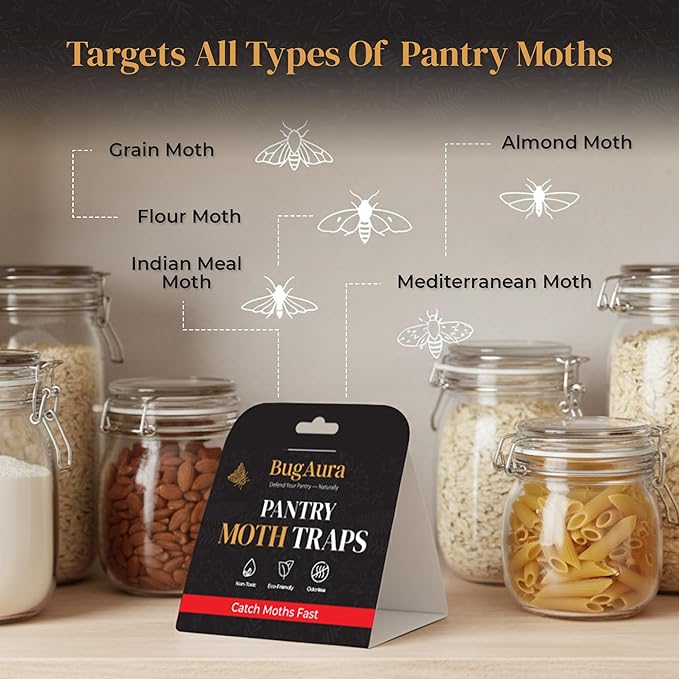 20 Pack Pantry Moth Traps for House Indoor – Advanced Red Line Formula Pantry Moth Traps with Pheromones Prime – Safe & Non-Toxic – Targets Indian Meal Moths & Other Pantry Moths