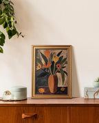 VIYYIEA Vintage Gold Framed Wall Art for Living Room, Flowers Canvas Prints Home Decor, Oil Painting Picture, Bedroom Wall Decor Gifts for Friends or Family -【Tulip and Lemon】-(16L x 12W)