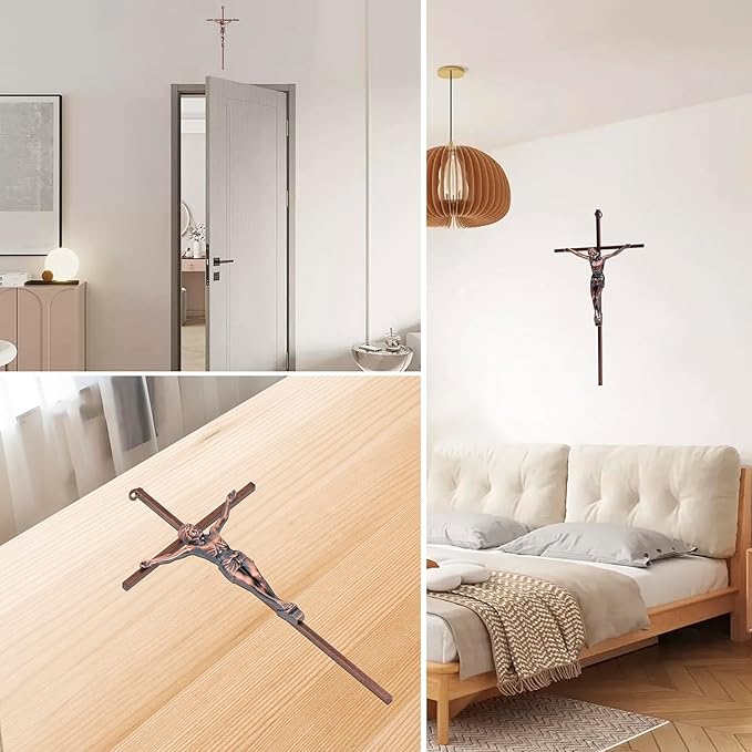 ACHIBANG 10" Crucifix Wall Cross – Antique Copper Catholic Jesus Wall Crucifix for Home or Over-the-Door Blessing