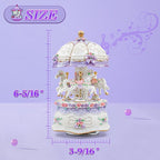 Carousel Music Box，Luxury Color Change LED Light Music Box,Luminous Rotating 3-Horse Musical Box with Gift Box for Girls Birthday Valentine Gift (Castle in The Sky, Purple)