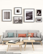 Egofine 9x12 Picture Frames Set of 4, Made of Solid Wood Covered by Plexiglass 5x7 and 6x8 with Mat or 9x12 without Mat, for Table Top Display and Wall Mounting Photo Frame Light Grey