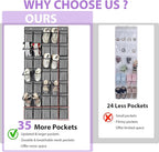 homyfort 35 Large Pockets Over the Door Shoe Organizer, Extra Sturdy Oxford Fabric Hanging Shoe Rack for Door Closet, Wall Mesh Shoe Storage Holder for Mens Women Shoes (Grey)