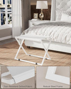 IBUYKE Luggage Rack for All Suitcase Sizes,Metal Luggage Holder,Foldable Suitcase Stand,Easy to Assemble for Bedroom Living Room Hotel,White TLR001W-2