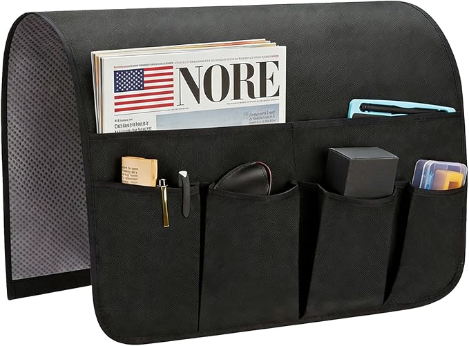 Sofa Armrest Organizer, Remote Control Holder for Recliner Couch, Arm Chair Caddy with 6 Pockets for Magazine, Tablet, Phone, iPad