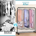 MISSLO 10" Gusseted All Clear Garment Bags for Hanging Clothes 50" Dress Bags for Closet Storage Coat Protectors for Suits, Gowns, 3 Packs