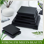 Chunful 2 Pcs Rectangle Wooden Display Stand Wood Vase Display Base Black Pedestal Stand Rectangle Vase Riser for Vases Teapot Trophy Collectibles Aquarium Lamp Home Decoration(10.2 x 8.9 x 1.8 Inch)