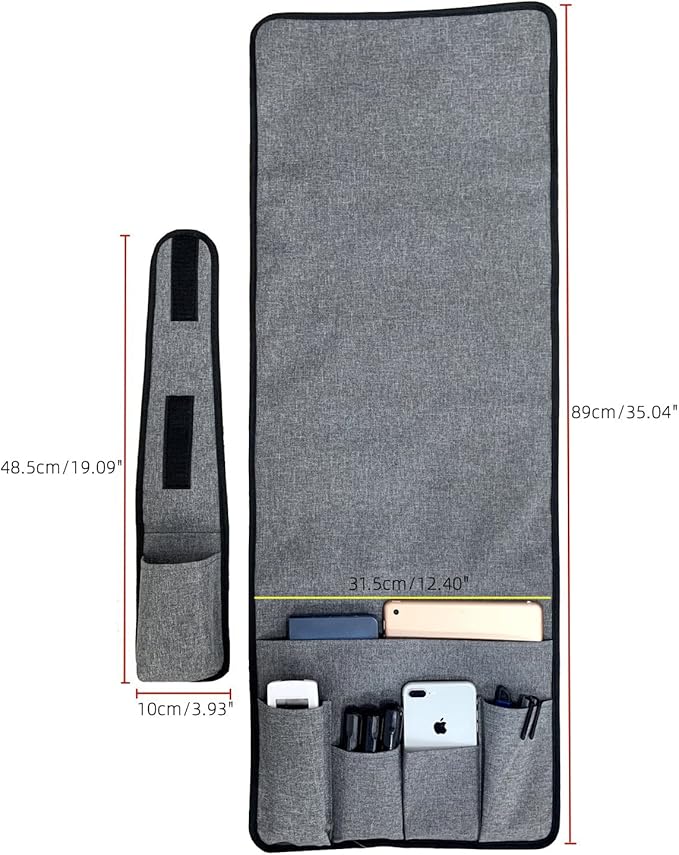 Wanty Sofa Armrest Organizer Couch Arm Chair Caddy Sofa Cover Storage Holder for Remote Control Magazine Book Smart Phone Tablet Drinks and Water Bottle (Gray)