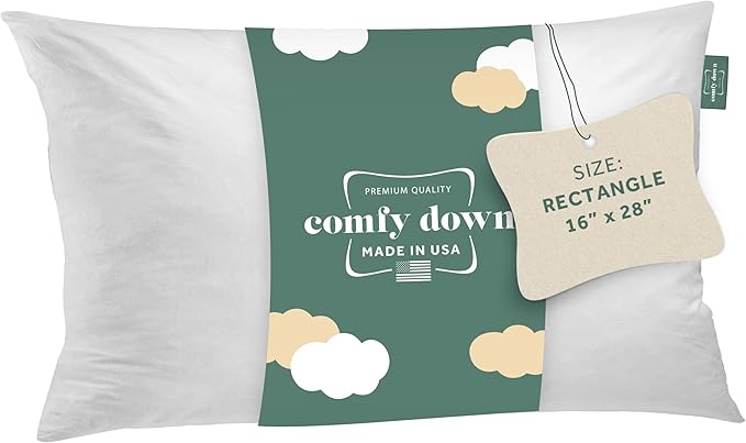 ComfyDown Decorative Throw Pillow Insert, Down and Feather Fill, 100% Cotton Cover, 233 Thread Count - Made in USA (16" X 28")