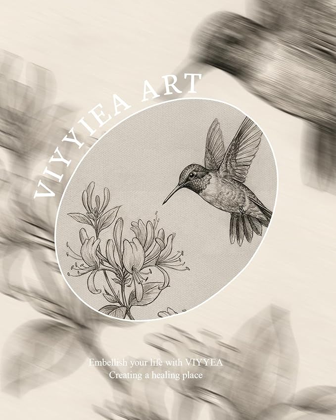 VIYYIEA Vintage Gold Framed Wall Art for Living Room, Bird & Flower Canvas Prints Home Decor, Sketch Painting Picture, Bedroom Wall Decor Gifts for Friends or Family -【Wings and Blooms】-(16L x 12W)