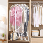 BALEINE 60'' Clear Garment Bags, 12 Packs PEVA Dress Bag for Closet Clothes Dresses Suit Coats Storage (Clear, 12PK)
