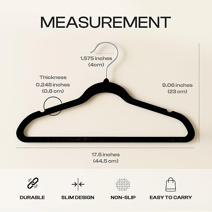Utopia Home Velvet Hangers 100 Pack – Luxury Non-Slip Slim Pant & Coat Hangers, Strong Space-Saving Clothes Hangers with Pants Bar and 360° Swivel Hook – Black