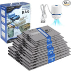 12 Pcs Vacuum Storage Bags for Clothing: Travel Vacuum Seal Bags with Electric Pump, Space Saver Vacuum Storage Bags for Bedding Blanket Luggage (3 Jumbo + 3 Large + 3 Medium + 3 Small)