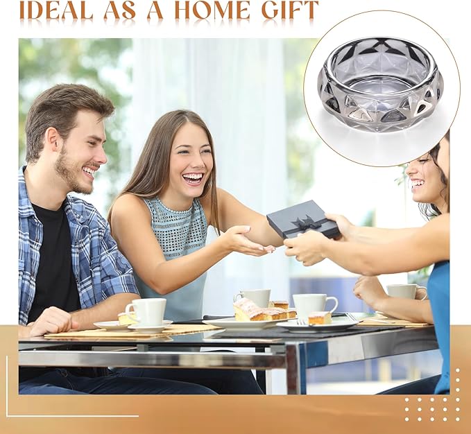 Timgle Glass Ashtray 4 Packs Round Crystal Ash Tray Clear Ashtrays for Home Portable Heavy Duty Decorative Office Patio Indoor Outdoor(Gray)