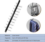TOPIA HANGER 40 Hooks Belt Tie Hanger Space Saving for Closet, 2 IN 1 Belt Ties Racks Max 60 Belts with 60 Ties Capacity, Curved with Flat Hooks for Belts,Ties,Bras,Closet Organizers and Storage CT70B