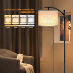 ROTTOGOON Floor Lamp for Living Room, 4 Color Temperature LED Floor Lamp with Remote Control & Foot Switch, LED Bulb Included, Modern Standing Lamp for Bedroom, Study Room, Office - Black
