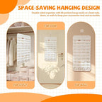 80 Pockets Hanging Jewelry Organizer, Double-Sided White Closet Jewelry Holder for Space-Saving Storage of Earrings, Rings, Bracelets and Small Accessories