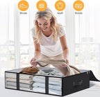 StorageRight Under Bed Storage Bags 10 Pack, 40L Large Clothes & Comforter Storage Containers with Clear Window, Breathable Fabric Organizer for Blankets, Bedding, Seasonal Clothing, Black