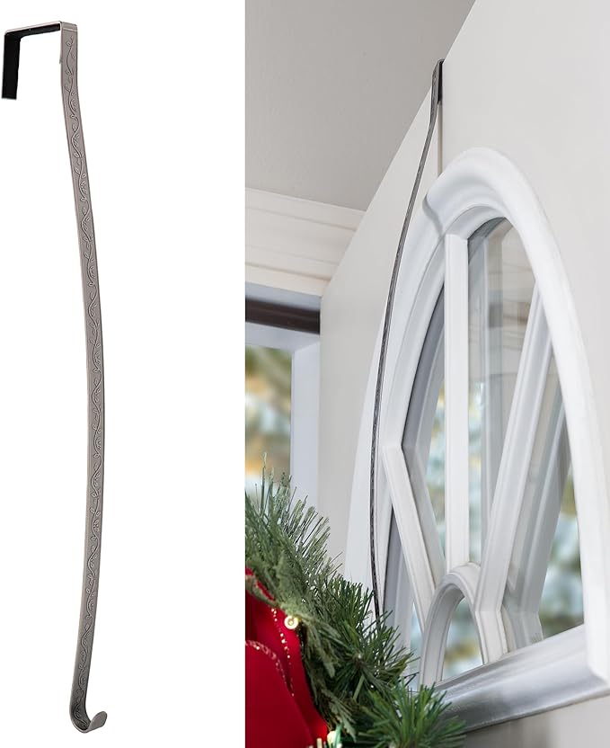Haute Decor Premium Holly Embossed HighProfile Wreath Hanger - Pewter Holly