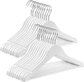 SONGMICS Kids Wooden Hangers 20 Pack, Solid Wood Baby Hangers, Children's Coat Hangers with Pants Bar, Shoulder Notches, Swivel Hooks, 12.6 x 7.5 Inches, White and Silver UCRW006W20