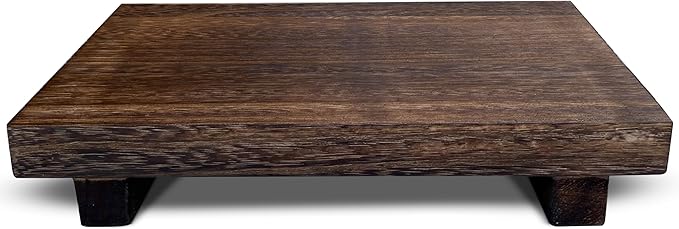 Wood Riser Rustic - Rectangular Pedestal Stand - Brown, 9 x 6 x 1.5 Inch