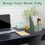 AmazingSpark 5 Pack Magazine File Holder Office Desk Storage Holder Set Vertical Desk Cardboard Organizer for Office Home Classroom Organize Your File Magazines Paperwork Books or Binders(Sage Green)