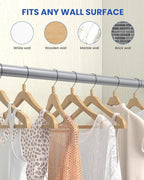 Closet Rods for Hanging Clothes, 17 to 84 Inches Stepless Adjustable Metal Closet Rod, 1.3 Inches Heavy Duty Clothes Hanging Rod for Closet Wardrobes Laundry RV, Silver