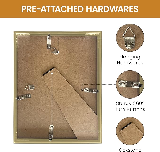 7x9 Aluminum Metal Picture Frame,Tempered Glass Gold Photo Frame 7x9 for Family Photo,Posters,Art,Document to Wall Mount Horizontally or Vertically