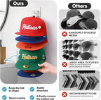 2 Pack Hat Organizer for Baseball Caps, Detachable DIY Hat Rack for Wall Hat Holder Hold up to 22 Hats, Baseball Cap Organizer Cap Holder Hat Hangers for Wall Closet Door Bedroom (C-White)