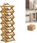 2/3/4/5/6/7/8/9 Tier Bamboo Shoe Rack - Foldable,No Installation Needed,Space-Saving Multi-Tier Storage for Indoor & Balcony Use (Yellow,7 Layers)
