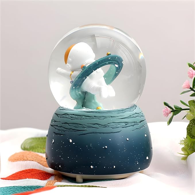 Snow Globe, Snowglobe for Kids Outer Space Water Snow Globes LED Light Change Music Box Home Christmas Decor for Kids, Decorations for Christmas & Birthday(A)