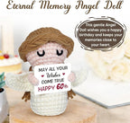 60th Birthday Gifts for Women Men, 1966 60th Birthday Decorations, Happy 60 Year Old Gifts for Family Friends Colleagues - Handmade Positive Angel Crochet Doll