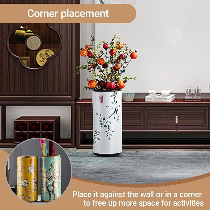 Commercial Ceramic Vintage Umbrella Stand Hand-appliqué Chinese Large capacity Umbrella Holder Organizer Umbrellas Storage Bucket for Entryway(C)