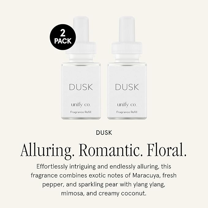 Pura & Unify Co. Home Scent Refill - Smart Home Air Diffuser - Long-Lasting Luxury Fragrance per Refill - Home Essential - Clean & Safe Diffuser Fragrance - 2 Pack, Dusk