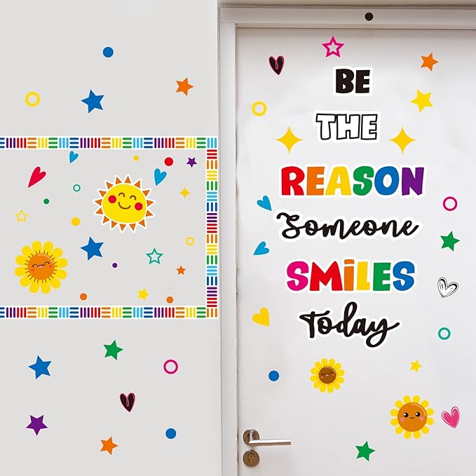 Classroom Bulletin Board Decoration Set Welcome Banner Wall Door Decor Colorful Classroom Decorations for Kindergarten Preschool Elementary Middle School(Be The Reason Someone Smile Today)