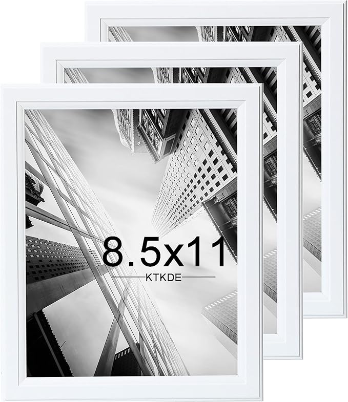 KTKDE 8.5x11 Picture Frame Set of 3,Certificate Frame White with Clear Plexiglass, 8.5 by 11 Picture Diploma Document Degree Frames for Wall and Tabletop,best gift