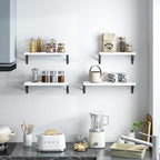 YGEOMER Floating Shelves for Wall, Different Sizes White Wall Shelves for Living Room, Bathroom, Bedroom, Kitchen, Home Decor (Set of 4)