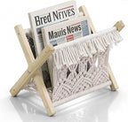 Woven Magazine Rack & Boho Basket Foldable Living Room & Bedroom Storage & Decor 2-in-1