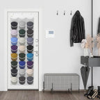 Unjumbly Baseball Hat Rack, 27 Pocket Over-The-Door Hat Organizer with Clear Deep Pockets to Display Baseball Caps Collection, Complete with 3 Over Door Hooks (White, 27 Pockets)