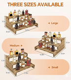 Wooden Cologne Organizer for Men, Perfume Organizer Stand, Cologne Stand with Anti-Slip Washers, Wooden Display Risers Stand for Dessert, Cupcake, Charcoal-Grilled, 3-tier-9.4in